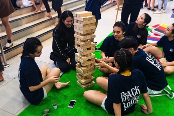 Performers playing at the games area