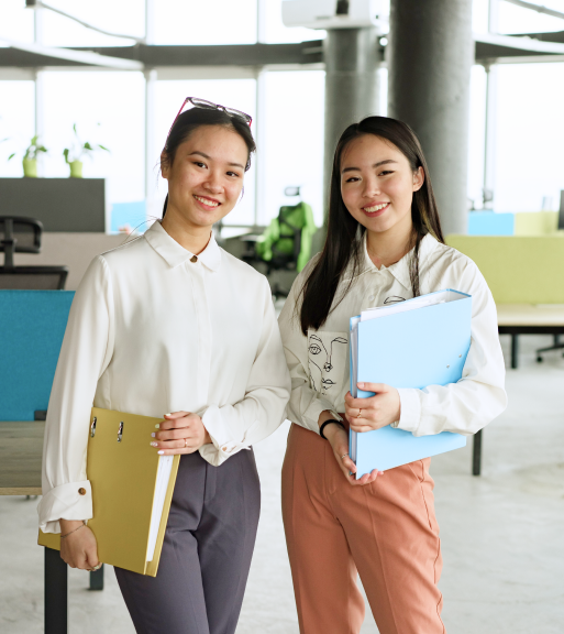 young asian and caucasian in discussion