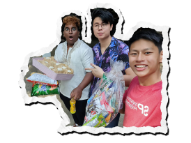 Graphic illustration of students on a learning trip