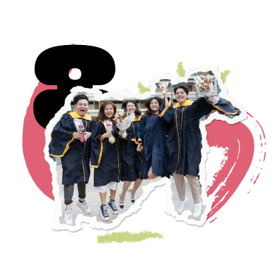 Students in graduation gowns