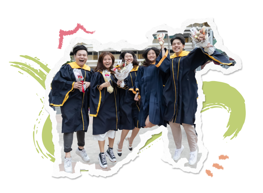 Students in graduation robes